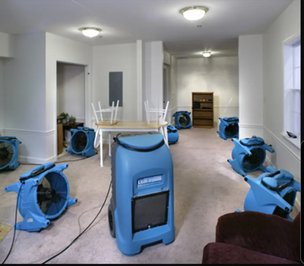 Air movers and dehumidifier setup for Water Extraction & Removal in Spanaway